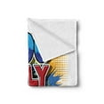 thumbnail image 2 of YOLO Soft Flannel Fleece Throw Blanket, Cartoon Style Life Message Comic Book Style Letters on Paint Splashes and Halftone, Cozy Plush for Indoor and Outdoor Use, 50" x 70", Multicolor, by Ambesonne, 2 of 5