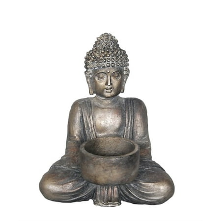 Religious Sitting Buddha Tea Light Candle Holder, Gold - Walmart.com ...
