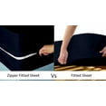 thumbnail image 3 of HNB Store Zipper Fitted Sheet Only, California King Size 8" Deep Pocket Premium 1000TC Pure Egyptian Cotton - Navy Blue, 3 of 6