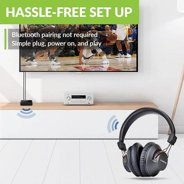 Avantree HT4189 40Hrs Wireless Headphones Set for TV Watching with Bluetooth Transmitter Digital Optical AUX RCA No Delay Dual Link Support High