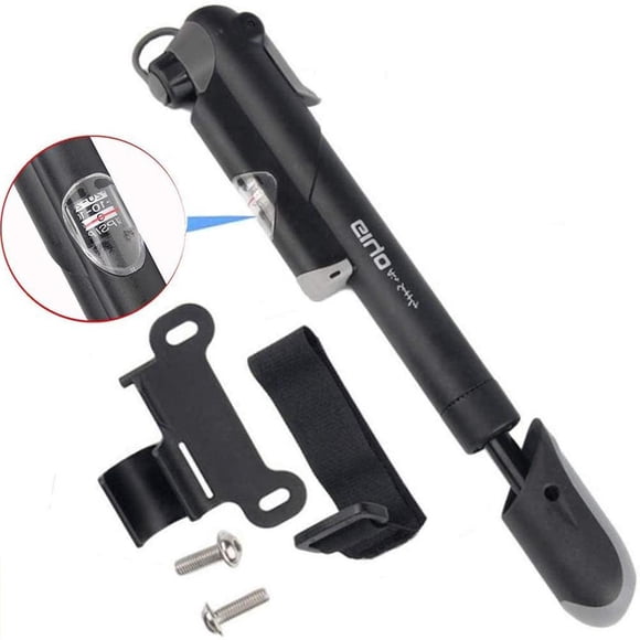 Mountain Bike Pump With Pressure Gauge, 120 Psi Mini Bike Pump Fits Presta And Schrader Valve, Pump Mount And Ball Needle Included
