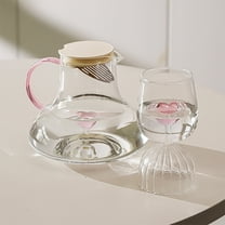 Heart Shaped Glass Water Bottle and Mug Set, Lead-free Heat Resistant, Elegant Barware for Wine Cocktails and Tea, Perfect Gift for Weddings, Anniversaries, and Housewarming Parties