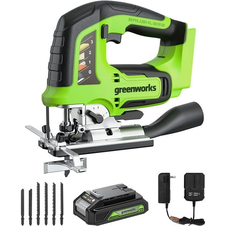Greenworks 24V Cordless Brushless Jig Saw with (1) 2 Ah Battery and Charger 3602002