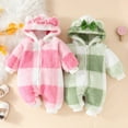 thumbnail image 4 of MZXELPRJD Baby Girl Hooded Romper Jumpsuit Baby Girl Clothes Infant Zipper Long Sleeve Onesie Outfit Fall Winter Warm Outwear Toddler Hooded Outfits, 4 of 9