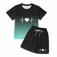 thumbnail image 4 of CUZIBR Toddler Gradient Letter Print Summer Outfit Sets O-Neck Short Sleeve T-Shirts Shorts Kids Girls Casual Two Piece Clothes Sets,Black2,3-4 Years, 4 of 5