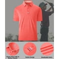 thumbnail image 4 of SPEEDRUN Men's Moisture-Wicking Quick-Dry Golf Polo Shirt Casual Business Short Sleeve Red Orange 3XL, 4 of 7