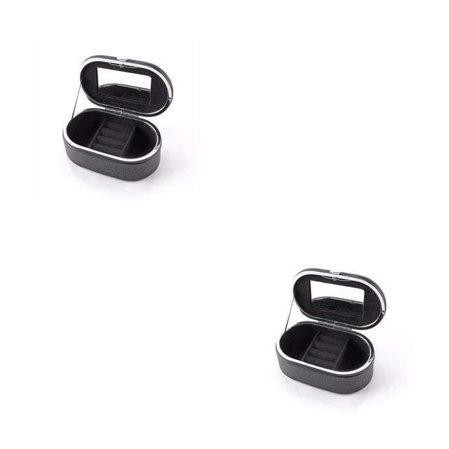 Sonducket Joyas para mujer, pendientes, anillos, caja de almacenamiento de cuero PU con espejo, bolsa de maquillaje, estuche para niña, Negro 2Conjunto