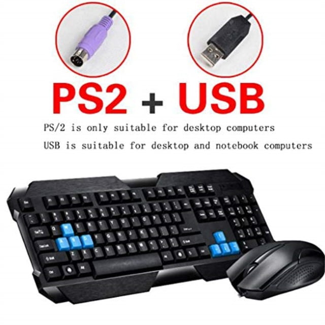 wired mouse and keyboard set ps / 2+usb blue key cap computer game