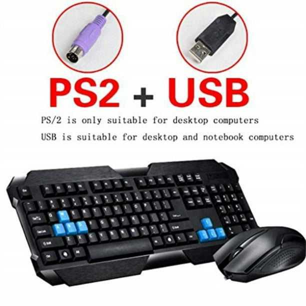 wired mouse and keyboard set ps / 2+usb blue key cap computer game