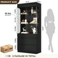 thumbnail image 4 of MEISSALIVVE Black Glass Display Cabinet with 2 Drawers, 4 of 9