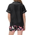 thumbnail image 3 of WOYY Girls Silk Satin Pajamas Horse Print Button Down Shirt Shorts PJs,2-Piece, Sizes 2-13, 3 of 3