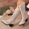 thumbnail image 7 of Women's Knee High Boots Back Zipper Cut-Out Chunky Heel Fall Fashion Tall Boots, 7 of 7