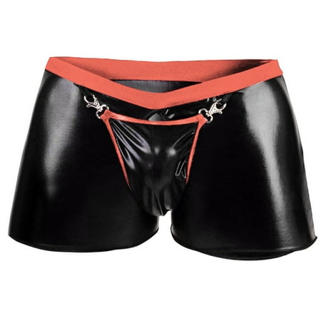 

Men’s Boxer Briefs Underwear for Men Seductive Lingerie Artificial Leather Open Crotch Bodysuit Underpants