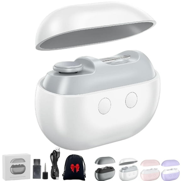 Sanitiq Nail Clippers, New Electric Toenail Clipper & Polisher 2-in-1 with LED Light, Multi Function Smart Nails Trimmer for Seniors, Adults, Automatic Nails Care Tool (White*1Pc)