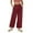 Burgundy, variant on Wyobmus Womens Wide Leg Linen Pants Solid Color Chino Pants Elastic Waist Loose Casual Summer Vacation Work Pants Olive Green