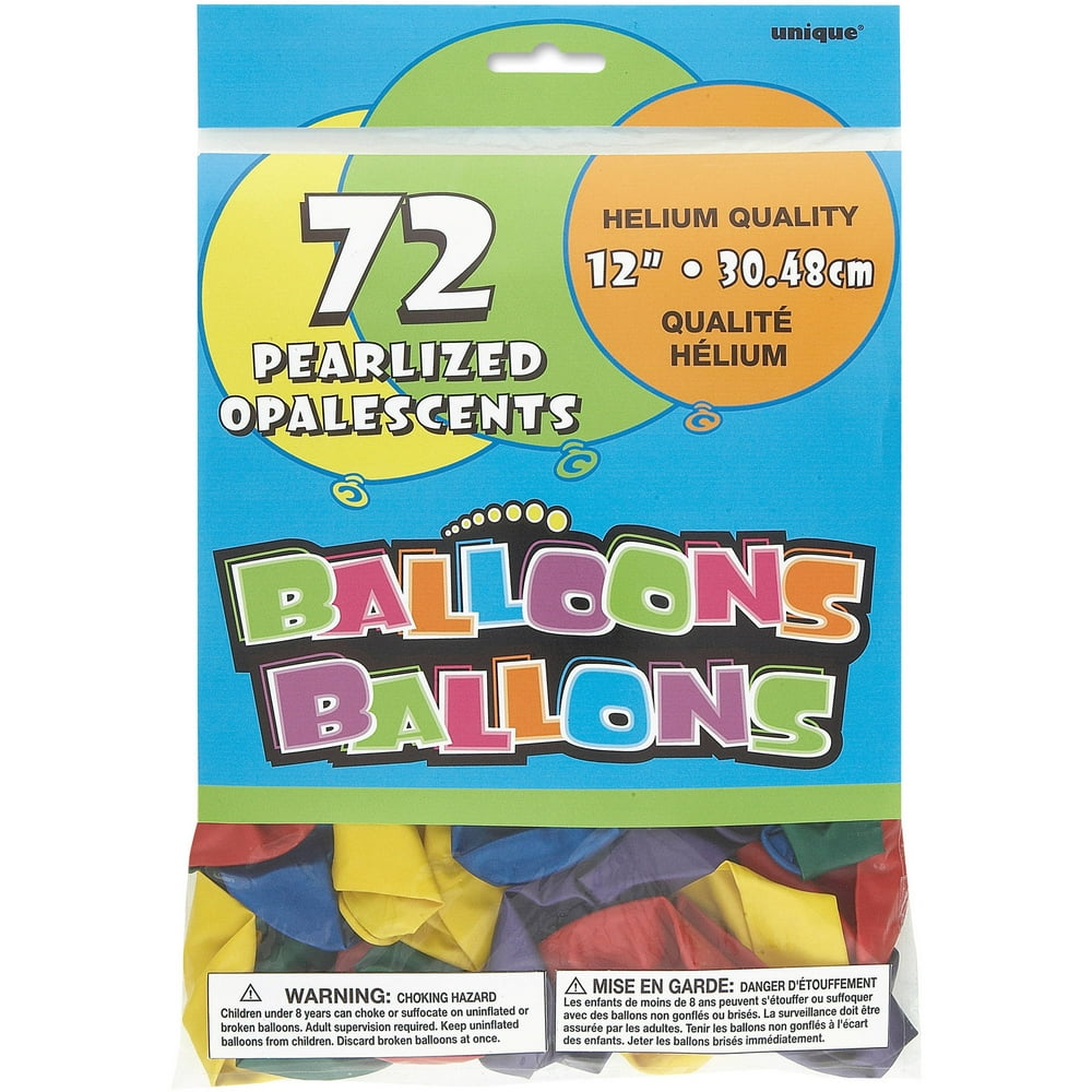 Pearlized Latex Balloons, 12 in, Assorted, 72ct