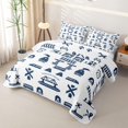thumbnail image 3 of Erosebridal Vintage Railroad Bed Spread Queen,Train Plane Navy Silhouette Queen Coverlet Set For Boys,3-Piece, 3 of 7