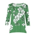 thumbnail image 6 of Yuanlook Women Plus Size Tops 3/4 Sleeve Dressy Casual Tunics to Wear with Leggings Swing Flare T-Shirt Loose Blouses - Green - S, 6 of 7