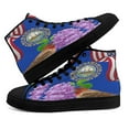 thumbnail image 4 of New Hampshire State Purple Lilac Flower and Purple Finch Bird High Top Canvas Shoes Sneakers Black Size 9.5, 4 of 7