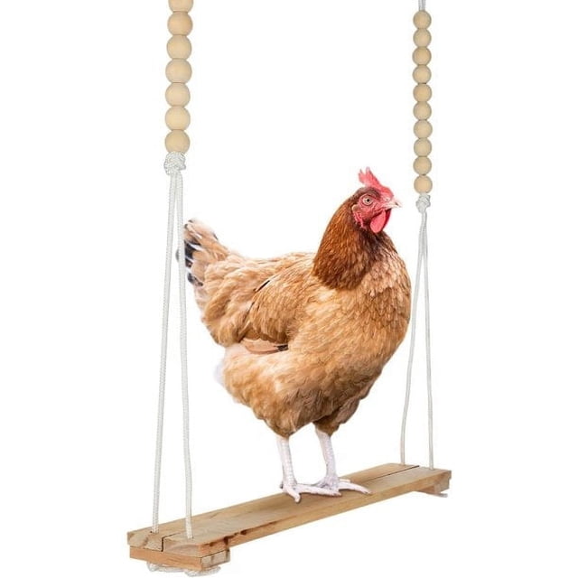 Chicken Swing Toys for Chickens Coop with Adjustable Roost - Large Ladder Bar Accessories ?€? Includes Ropes & Metal Hook