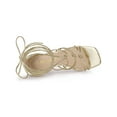 thumbnail image 4 of BLISSFUL STEP Women's Lace Up Strappy Block High Heels Sandals Gold 6, 4 of 7