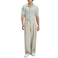 thumbnail image 2 of FEDTOSING Mens Linen Casual Dress Pants Old Money Pleated Baggy Wide Leg Vintage Relaxed Fit Trousers, 2 of 6
