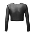 thumbnail image 6 of BLVB Women's Sheer Long Sleeve Crop Tops Crewneck See Throught Mesh Shirt Slim Going out Blouses Tee Clubwear, 6 of 6
