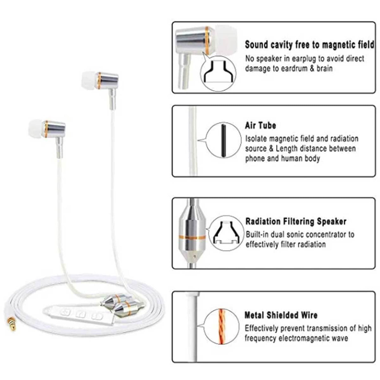 EMF Radiation-Free Air Tube Earbud Headphones