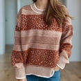 thumbnail image 3 of Fesfesfes Women's Fall Winter Blouses Comfy Knitted Striped Long Sleeve Crew Neck Pullover Tops Fashion Loose Contrast Color Sweater(Red#4,M), 3 of 3