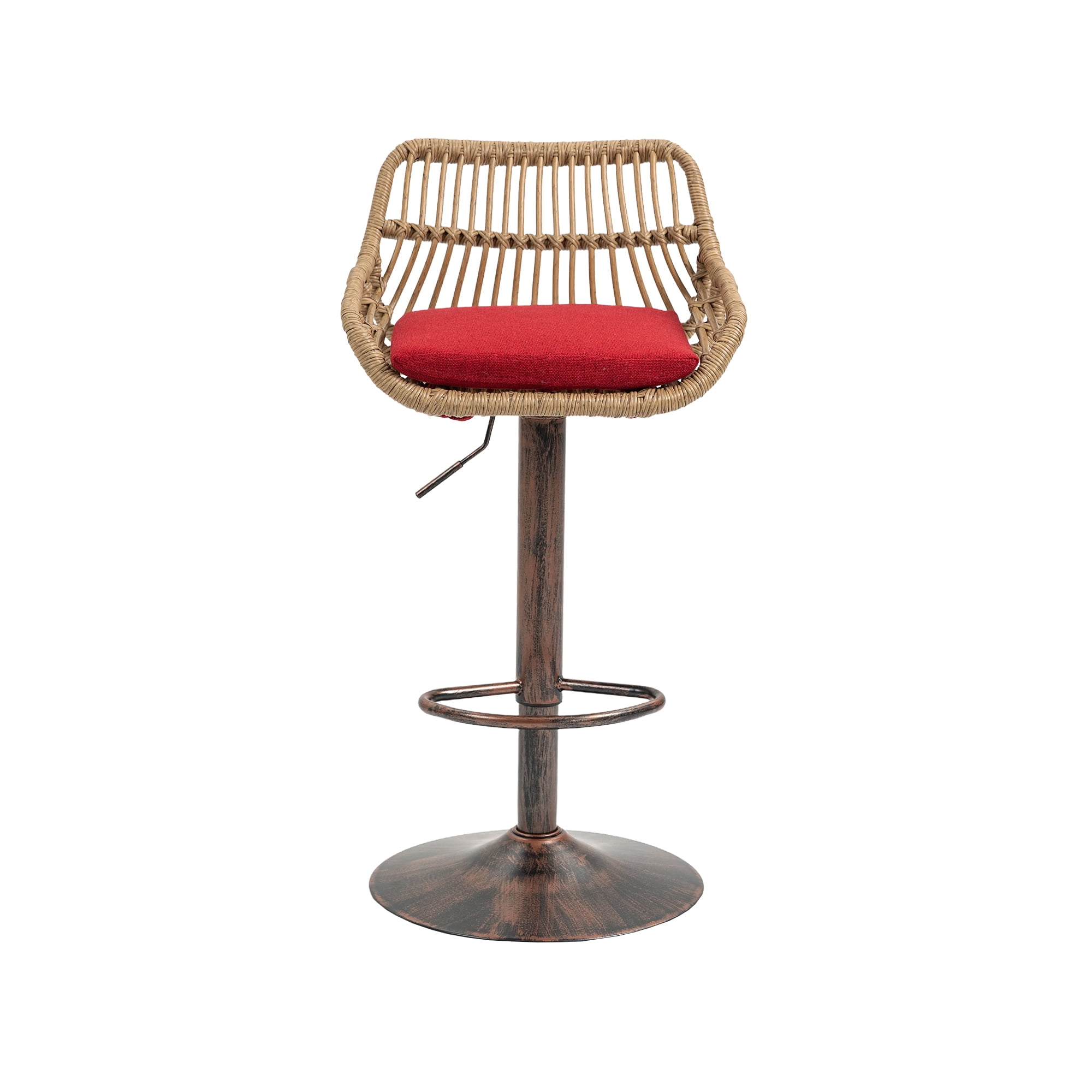 MAYEERTY Modern Swivel Bar Stools Set of 2 Adjustable Counter Height Chairs with Footrest for Kitchen, Dining Room (Red)