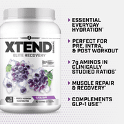 XTEND Original BCAA Powder, Sugar Free Post Workout Muscle Recovery Drink with Amino Acids and 7g BCAAs, Glacial Grape Flavor, 90 Servings