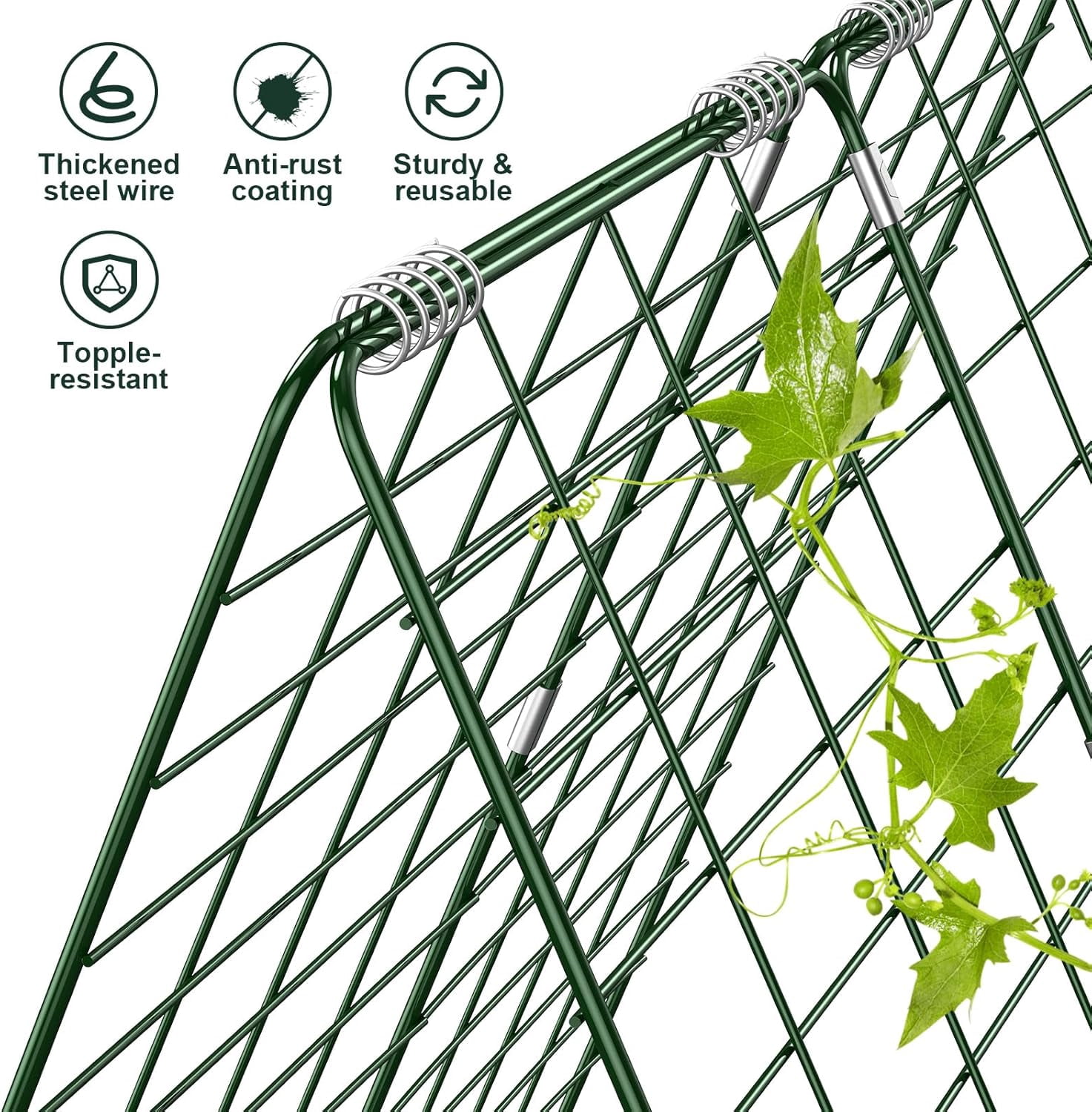 Cucumber Trellis, Garden Trellis for Climbing Plants Outdoor, Foldable A-Frame Trellis, Cucumber Trellis for Raised Bed for Cucumbers, Peas, or Tomatoes (Green, Small Grid 48‘’H*34''W)