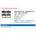 thumbnail image 2 of Rear Brake Pad Set - Compatible with 2001 - 2006 LS430 2002 2003 2004 2005, 2 of 2