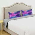 thumbnail image 3 of Yayeee Pillowcase King Size Set of 2 Satin Wrinkle Resistant Pillow Case, Purple Digital Art, 3 of 7