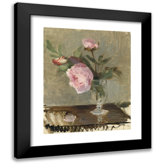 Berthe Morisot 12x14 Black Modern Framed Museum Art Print Titled - Peonies (C. 1869)