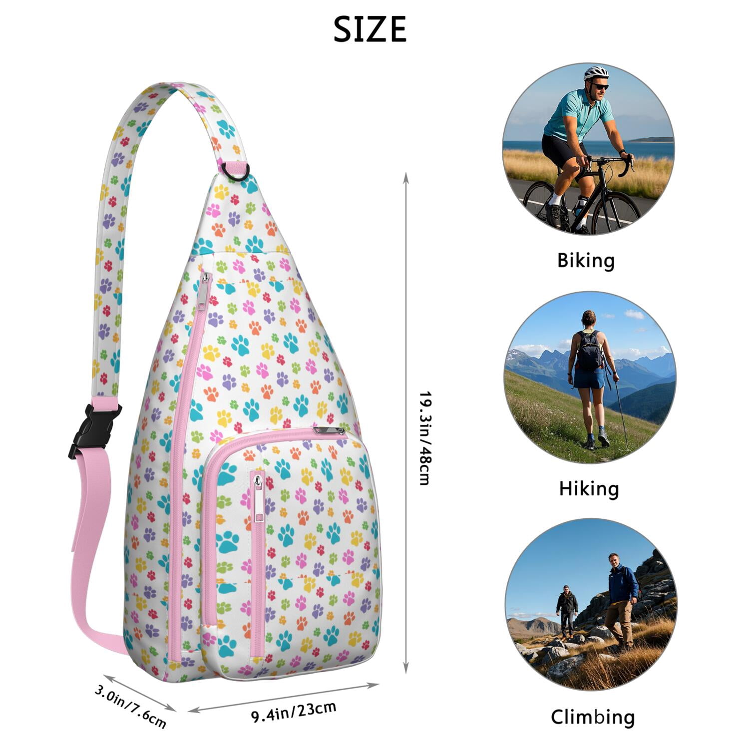 Pet Lover's Shoulder Bag - Hand-drawn Dog Graphic Sling Backpack (Lightweight Chest Bag, Easy Access Pockets)