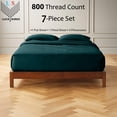 thumbnail image 2 of 7-PC Split King Organic 800-TC Cotton Sheet Set - 12" Deep Pockets with 4 Pillowcases - Teal Blue, 2 of 7