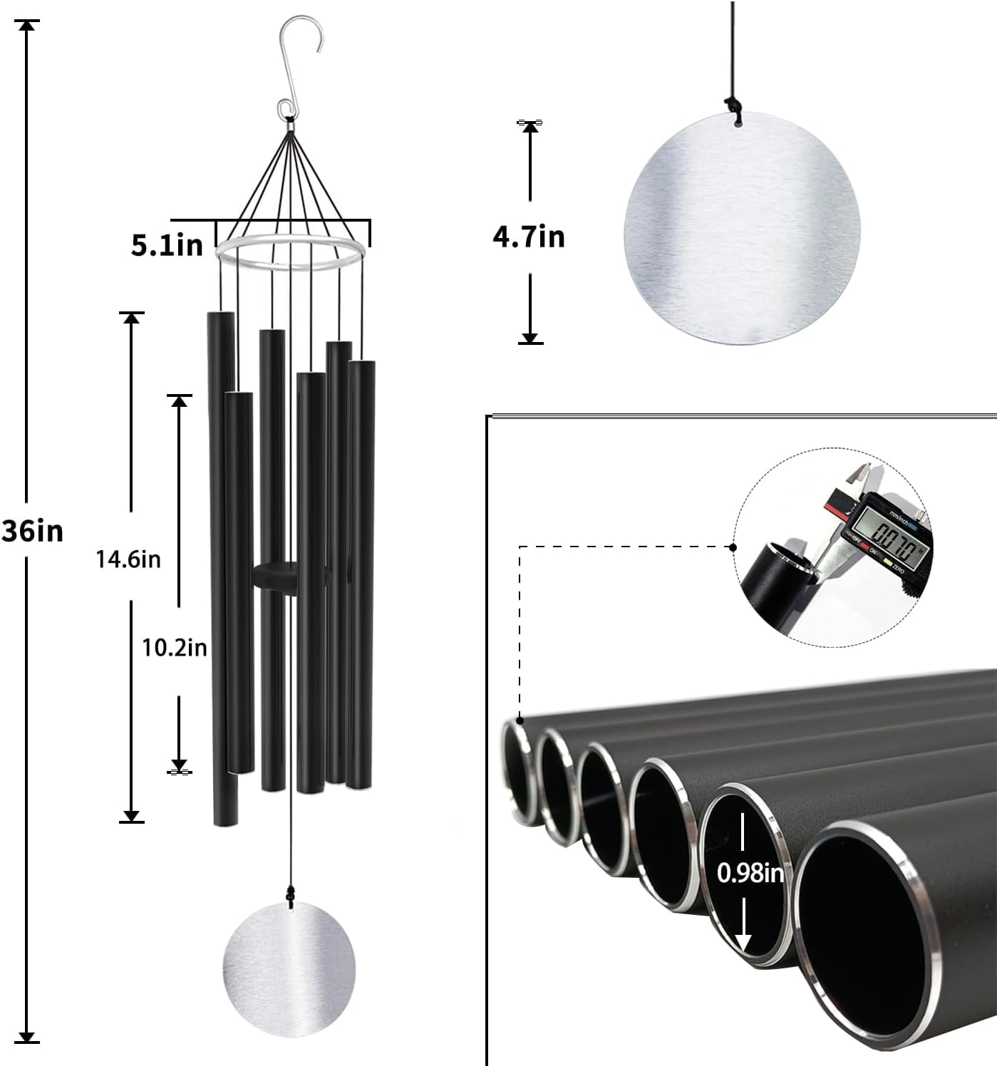 Wind Chimes Outdoor Large Deep Tone,Large Chimes for Outside Tuned Relaxing Soothing Low Bass