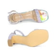 thumbnail image 4 of BLISSFUL STEP Women's Glitter Ankle Strap Chunky Heeled Prom Sandals Light Purple (Size 9), 4 of 7