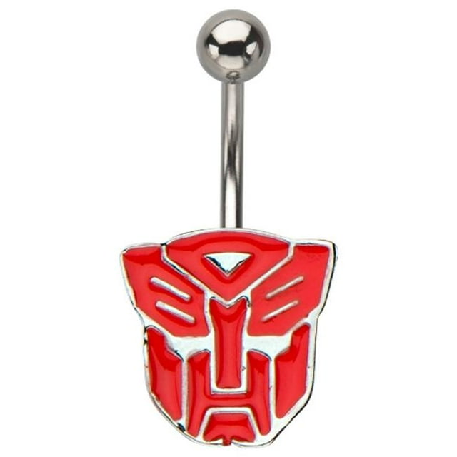 Transformers TFMANFCT Autobot Logo Fixed 316L Stainless Steel Navel Charm, Red