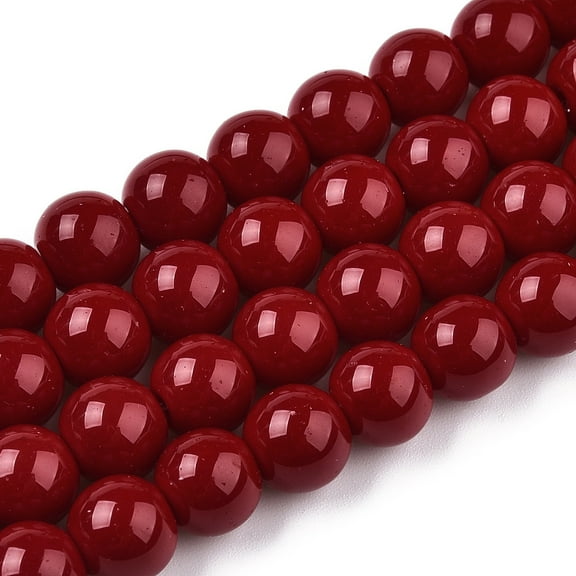 1strand Opaque Solid color Glass Beads Strands Round Dark Red 8~8.5mm Hole: 1.5mm about 51~53pcs/strand 14.96 inch~15.55 inch(38~39.7cm)