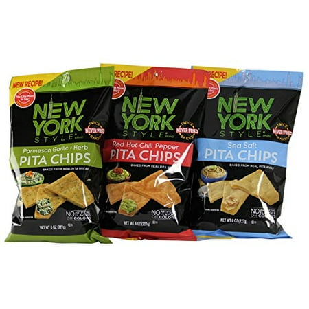 New York Style Pita Chips - Sea Salt, Red Hot Chili Pepper and Parmesan, Garlic & Herb (Variety Pack of (Best Dip For Pita Chips)