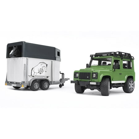Bruder Toys Land Rover Defender Station Wagon with Horse Trailer and Black (Best Land Rover Defender)