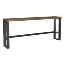 Pemberly Row Contemporary Steel & Wood Sofa Bar Table in Dark Gunmetal