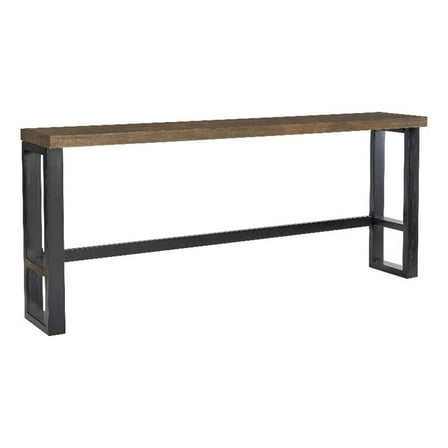 Pemberly Row Contemporary Steel & Wood Sofa Bar Table in Dark Gunmetal