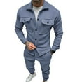 thumbnail image 2 of Clothing Men's Suits,Men's Fall Breathable Two Piece Breathable Suit Roll Sleeve Shirt Pants Set, 2 of 3