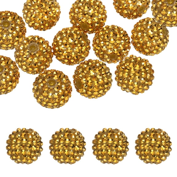 Uxcell 20mm Resin Rhinestone Beads for Beadable Pen, 10 Pack Ball Disco Beads for Jewelry Making, Yellow