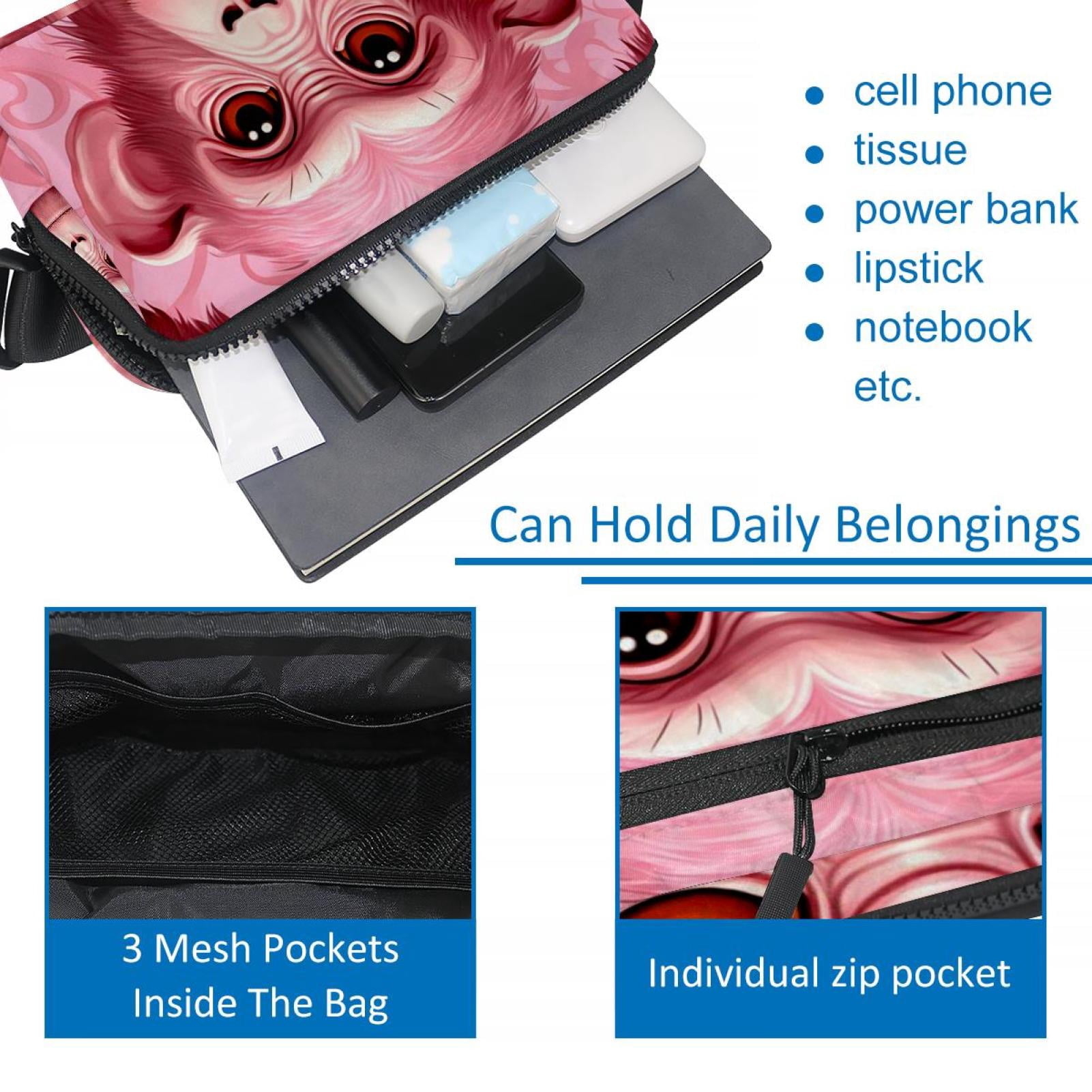 Pink monkey orangutan Lightweight Adjustable Waist Packs Crossbody Bag Fanny Pack with Extension Strap Unisex
