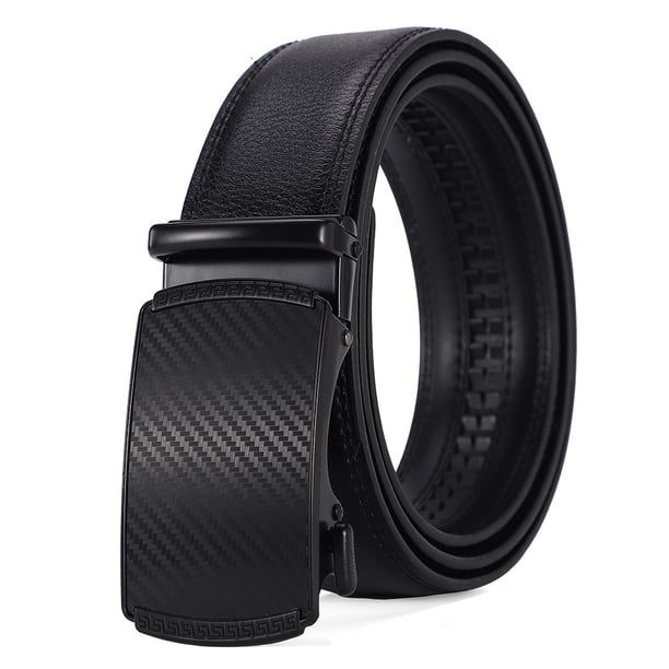 Correa Automática De Cuero Para Hombre – 3.5 Cm Ancho, Sin Hebilla (color Negro)