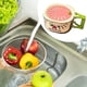 thumbnail image 5 of Cuenco para lavar frutas con colador y tapa, mango plegable, colador de alimentos, escurridor Rosa, 5 of 7
